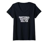 Femme Fun Emotional Support Golfer Golf Therapy Joke T-Shirt avec Col en V