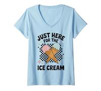 Femme Fun Ice Cream Lover - Just Here for The Ice Cream T-Shirt avec Col en V