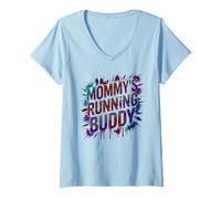 Femme Fun Mommy's Running Buddy Mom Mom Half Marathon Muddy Princess T-Shirt avec Col en V
