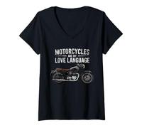 Femme Fun Motorcycles Are My Love Language Design for Men, Women T-Shirt avec Col en V
