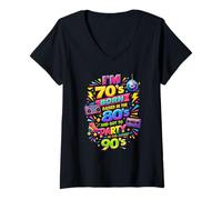 Femme Fun Throwback I'm 70s Born 80s Raised 90s Party Great Era T-Shirt avec Col en V