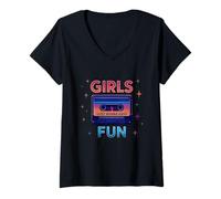 Femme Fun Times Girls Just Wanna Have Fun Illustration rétro T-Shirt avec Col en V
