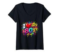 Femme Fun Times I Love The 80s Throwback, Un Classique rétro des années 80 T-Shirt avec Col en V