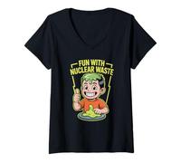 Femme Fun With Nuclear Waste Funniest Dark Humor Radioactive T-Shirt avec Col en V