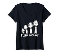 Femme Fungi Forever Costume de Champignon Mignon pour Meme Mushroom T-Shirt avec Col en V