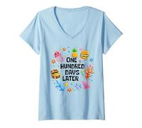 Femme Funny 100 Days of School One Hundred Days Later T-Shirt avec Col en V