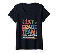 Femme Funny 1st Grade Team Like Normal But Cooler Back To School T-Shirt avec Col en V