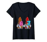 Femme Funny 67 Gnomes Drip Numéro Six Sept T-Shirt avec Col en V