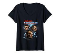 Femme Funny 80s Metalcore Heavy Metal Music Band Abraham Lincoln T-Shirt avec Col en V