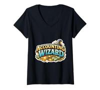 Femme Funny Accounting Wizard Comptable Bookkeeper New CPA Joke T-Shirt avec Col en V