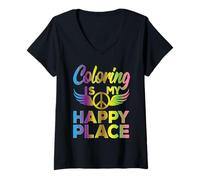 Femme Funny Adult Coloring Humor Art Teacher Artist Rainbow Meme T-Shirt avec Col en V