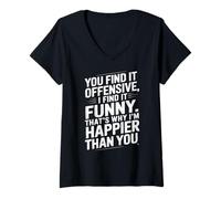 Femme Funny Adult Humor Sarcastic Offensive Happy Feeling Quote T-Shirt avec Col en V