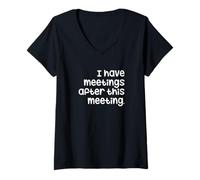 Femme Funny Agile Devops - J'Ai des réunions après Cette réunion T-Shirt avec Col en V