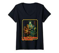 Femme Funny Alien Bigfoot UFO I Don't Believe in Humans Cryptid T-Shirt avec Col en V