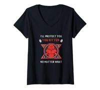 Femme Funny Alpha Wolf, Je Te protégerai, Chaton, Quoi qu'il Arrive T-Shirt avec Col en V