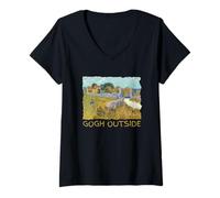 Femme Funny Artist Gogh Outside Starry Night Inspirational T-Shirt avec Col en V