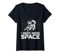 Femme Funny Astronaut in Galaxy Graphic I Need More Space T-Shirt avec Col en V