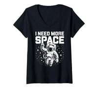 Femme Funny Astronaut in Galaxy Graphic I Need More Space T-Shirt avec Col en V