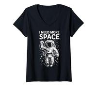 Femme Funny Astronaut in Galaxy Graphic I Need More Space T-Shirt avec Col en V