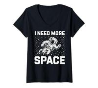 Femme Funny Astronaut in Galaxy Graphic I Need More Space T-Shirt avec Col en V