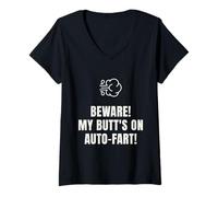 Femme Funny Auto-Fart Humor Tee Novelty Christmas 2025 Gag Saying T-Shirt avec Col en V