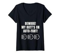 Femme Funny Auto-Fart Humor Tee Novelty Christmas 2025 Gag Saying T-Shirt avec Col en V