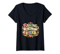 Femme Funny Baking It's How I Hug Warm Love Home Bakers T-Shirt avec Col en V