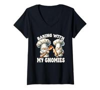 Femme Funny Baking Quotes for Women and Men Bakers Chef Dad Gnomes T-Shirt avec Col en V