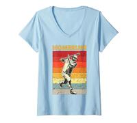 Femme Funny Baseball Home Run Rétro Vintage T-Shirt avec Col en V