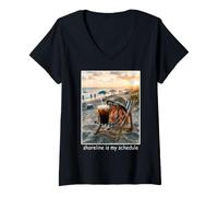 Femme Funny Beach Crab Shoreline, C'est Mon Emploi du Temps T-Shirt avec Col en V