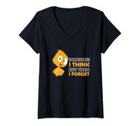 Femme Funny Bird Statement Sometimes I think But then I Forget T-Shirt avec Col en V