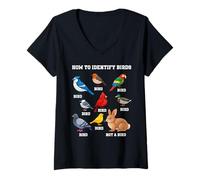 Femme Funny Birds Identification Birdwatcher Comment identifier Les Oiseaux T-Shirt avec Col en V