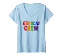 Femme Funny Birthday Crew Boy Girl Candy Cheers to Plan 7-8 T-Shirt avec Col en V