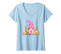 Femme Funny Birthday GNOME for Women Adults Pink Bday Princess T-Shirt avec Col en V