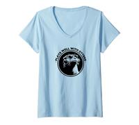 Femme Funny Black Logo Sunglasses Plays Well with Otters Lover T-Shirt avec Col en V