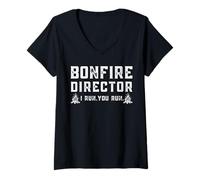 Femme Funny Bonfire Director I Run You Run Bonfire Night Graphic T-Shirt avec Col en V