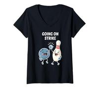 Femme Funny Bowling, Going on Strike Love to Bowl T-Shirt avec Col en V