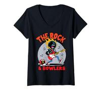 Femme Funny Bowling The Rock and Bowlers Player Guitar Music Lover T-Shirt avec Col en V