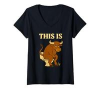 Femme Funny Bull Pun - Humour de toilette humoristique « This Is Bullshit » T-Shirt avec Col en V