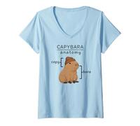 Femme Funny Capybara Anatomy Zoo Garçons Filles Enfants T-Shirt avec Col en V