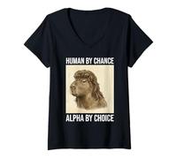 Femme Funny Capybara Mullet Meme Human by Chance Alpha by Choice T-Shirt avec Col en V