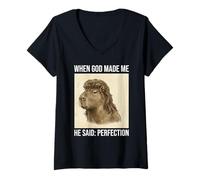 Femme Funny Capybara Mullet Meme When God Made Me T-Shirt avec Col en V