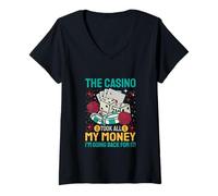 Femme Funny Casino Machine à sous T-Shirt avec Col en V