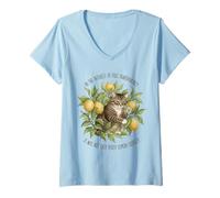 Femme Funny Cat Lemon Pun Tabby Citrus Humour T-Shirt avec Col en V