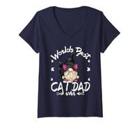 Femme Funny Cat Lover GNOME for Men with Kitty Worlds Best Cat Dad T-Shirt avec Col en V