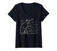 Femme Funny Cat Math Physics Equations Science Humor T-Shirt avec Col en V