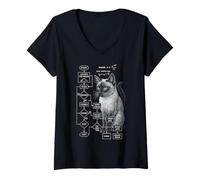 Femme Funny Cat Math Physics Equations Science Humor T-Shirt avec Col en V