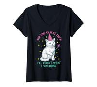 Femme Funny Cat Meme Next Trick J'oublierai ce Que Je Fais T-Shirt avec Col en V