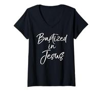 Femme Funny Christian Shirt Faith Gift Idea Jesus Catholic Quote T-Shirt avec Col en V