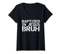 Femme Funny Christian Shirt Faith Gift Idea Jesus Catholic Quote T-Shirt avec Col en V